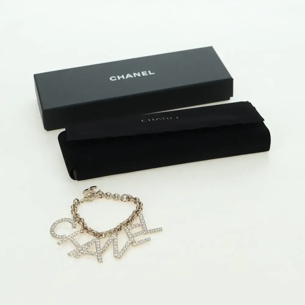 Chanel Logo Bracelet Metal Champagne Gold CC